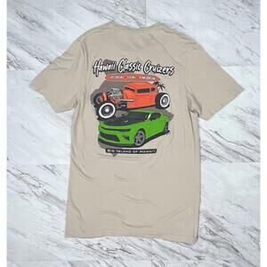 Hawaii Classic Cruizers Graphic Car Tee Tan Mens (SMALL) Big Island #8